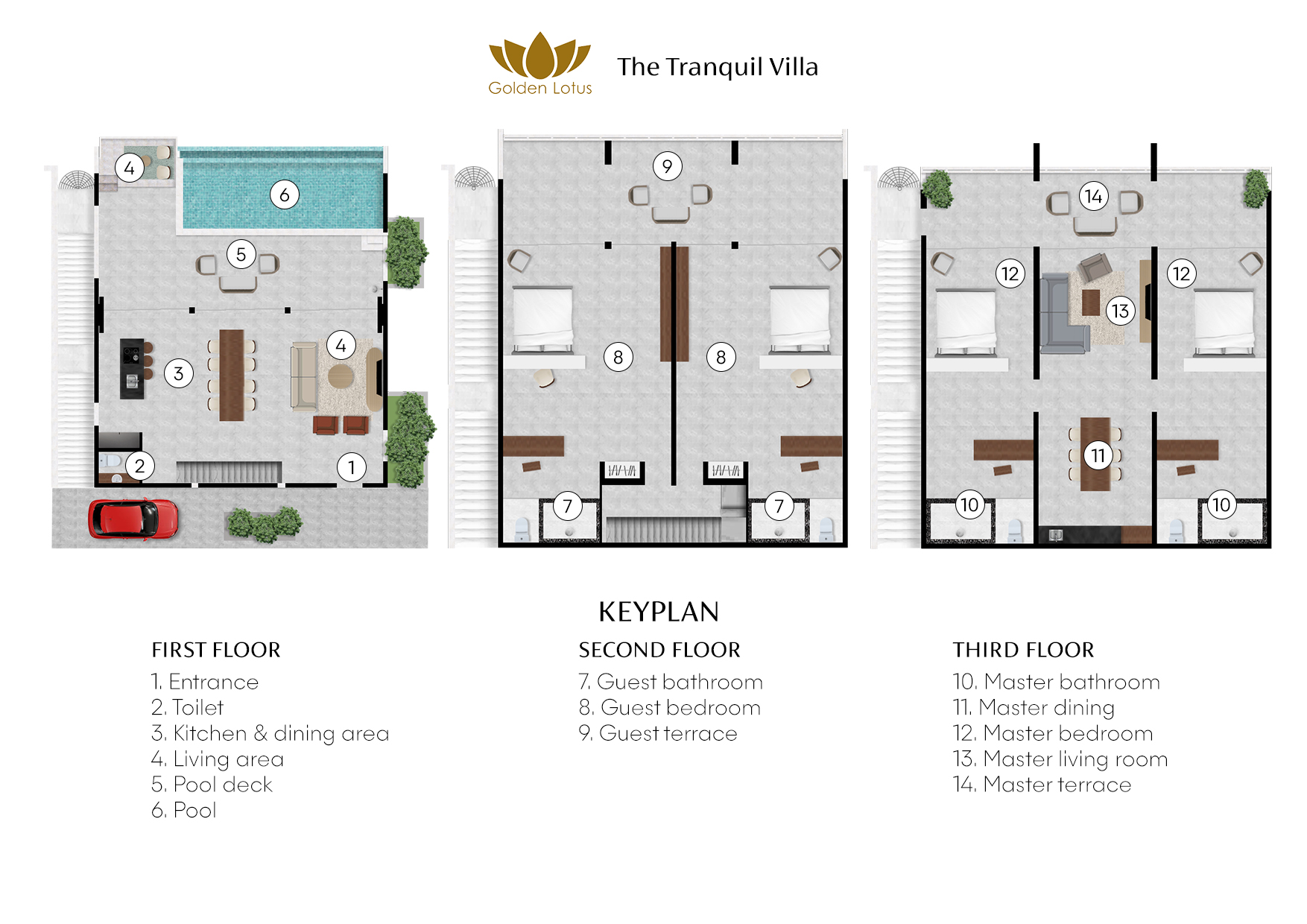 Golden Lotus Villas - The Tranquil Villa Floorplan